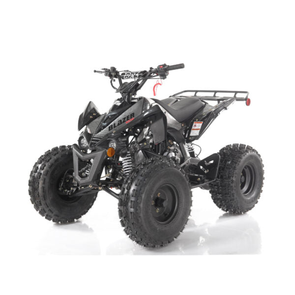 Black ATV on a white background