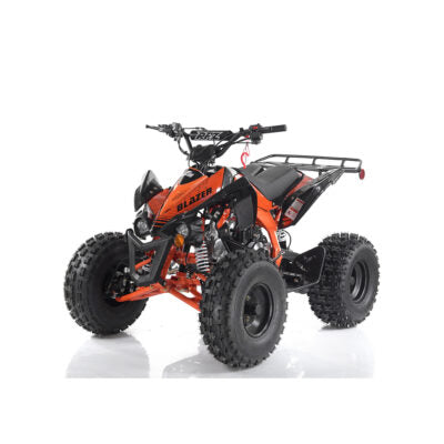 Orange and black ATV on a white background